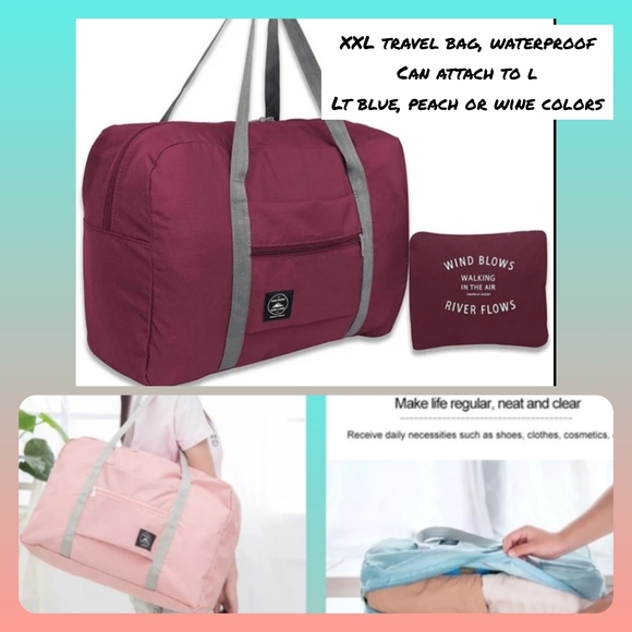 Handbags - 5/25 new, XXL travel bag, waterproof, attaches to luggage, pockets 3 colors avai